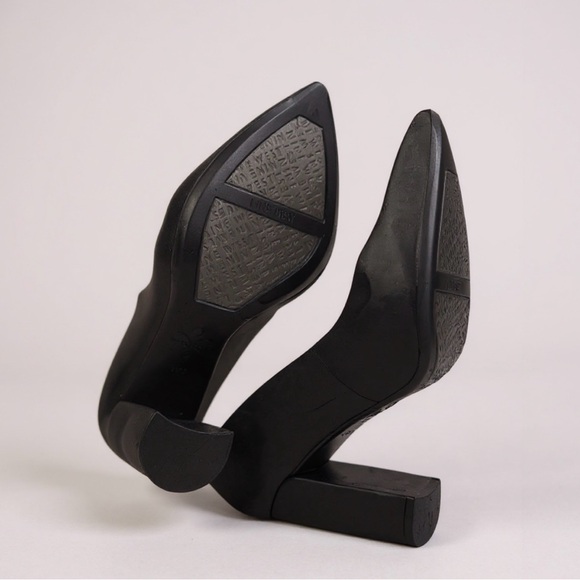 Nine West Black Block Heel Pumps size 8.5 leather suede - Picture 3 of 11